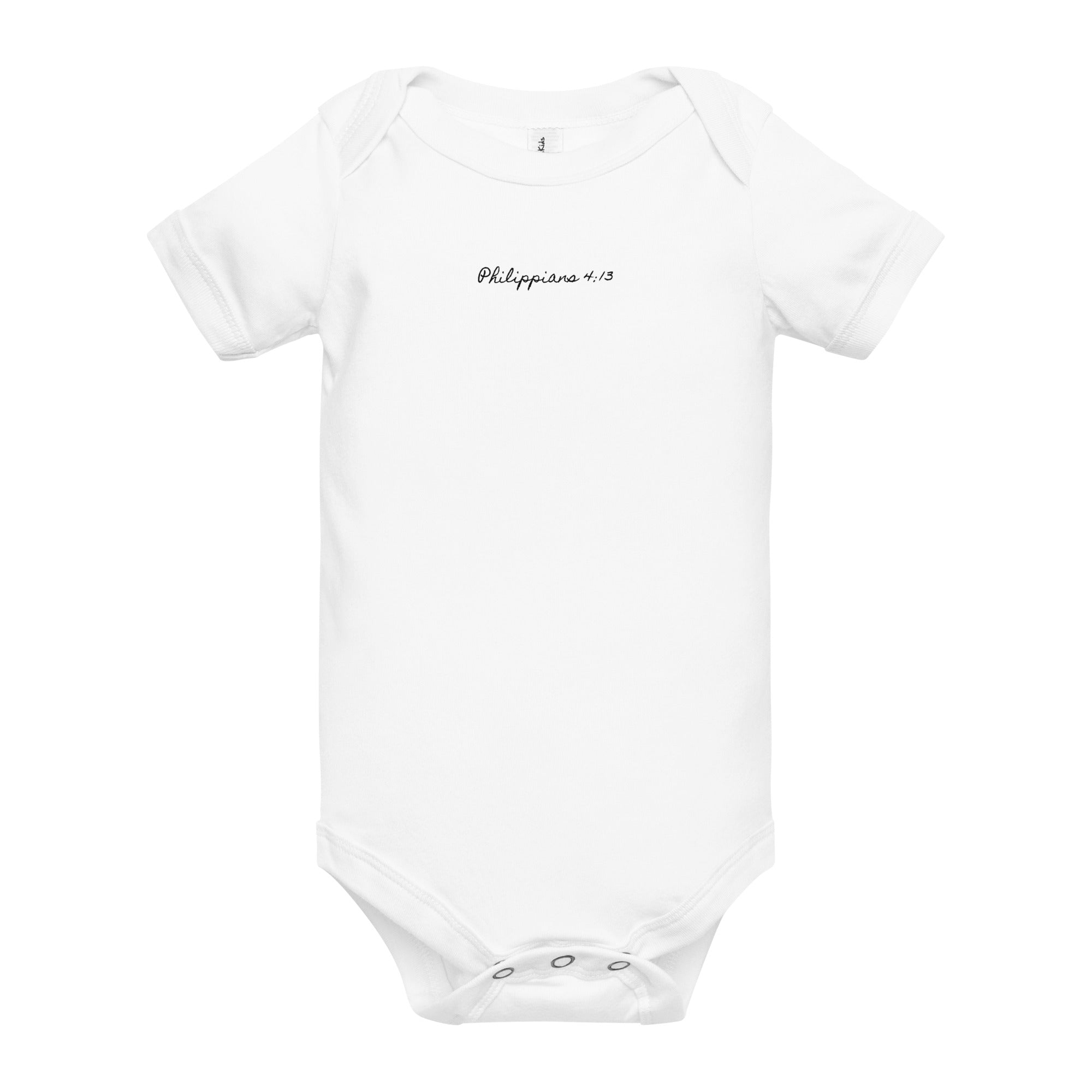 Baby short sleeve one piece - Philippians 4:13