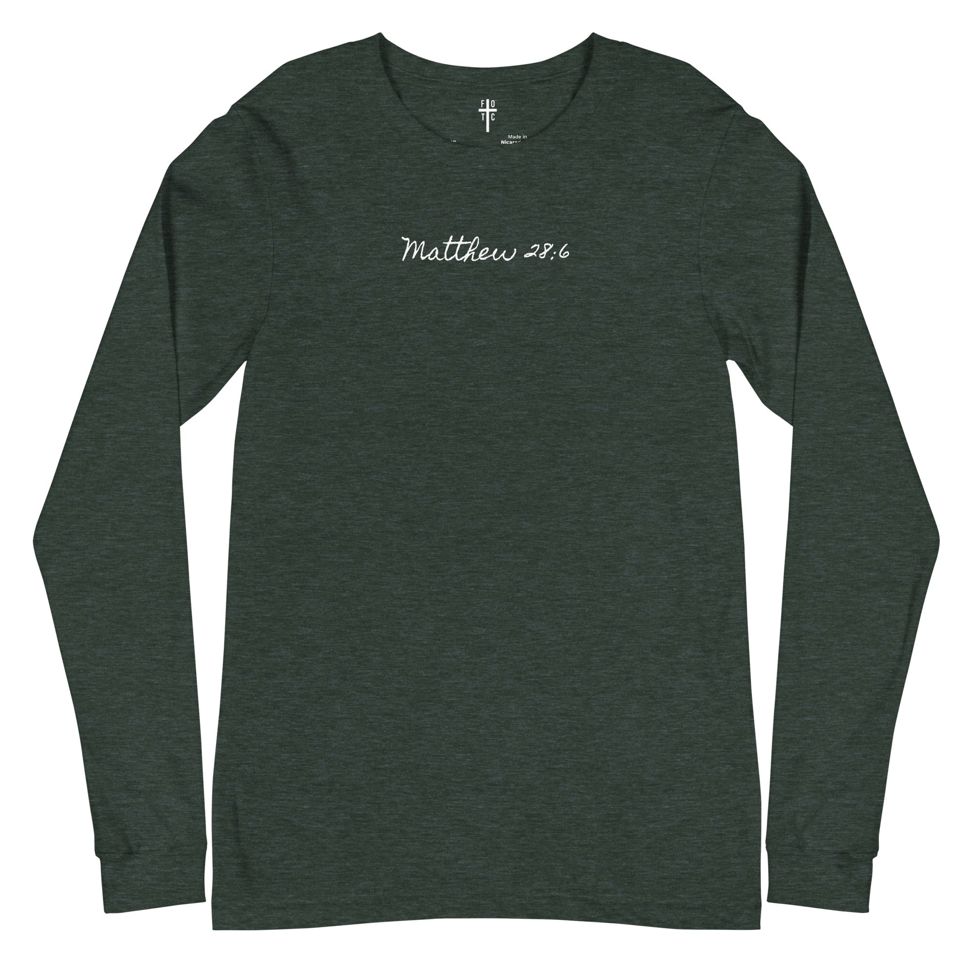 Women’s Long Sleeve Tee - Matthew 28:6