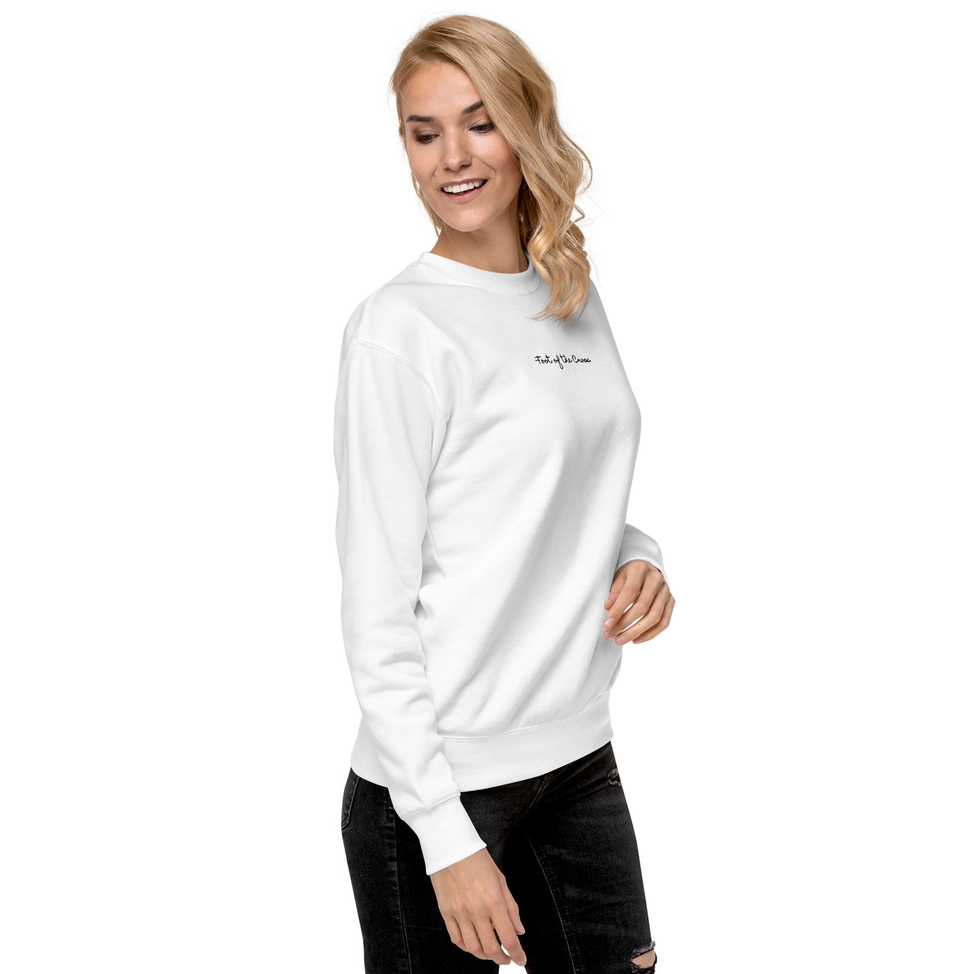 Women's Crewneck Sweatshirt Embroidered - Foot of the Cross