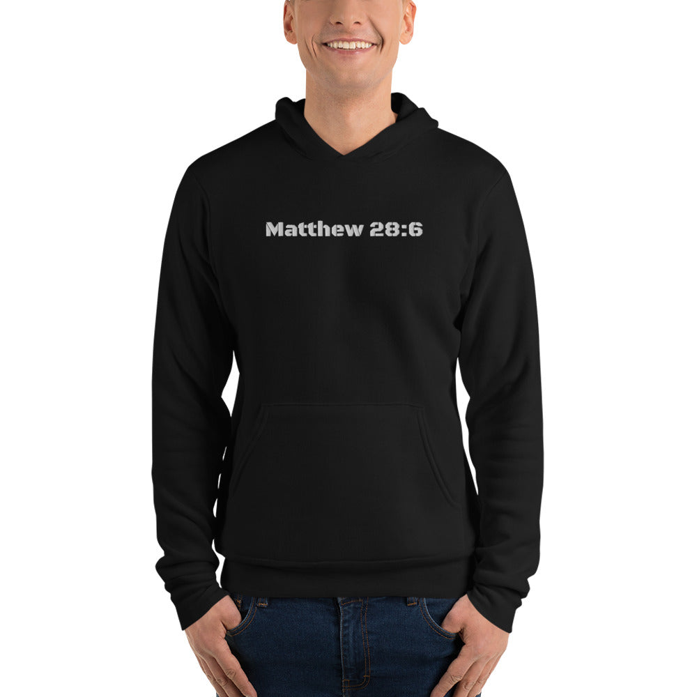 Mens Sweatshirt/Hoodie Embroidered - Matthew 28:6