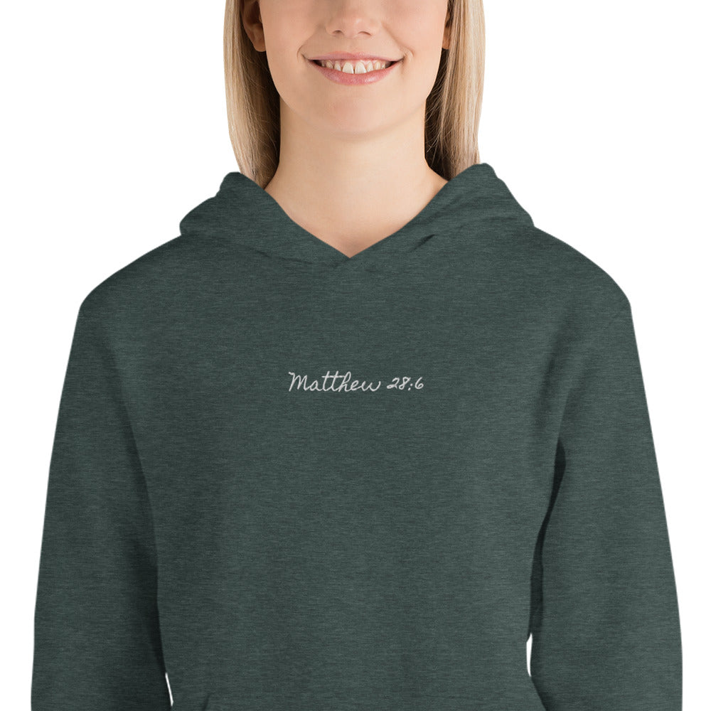 Women's Sweatshirt/Hoodie Embroidered - Matthew 28:6