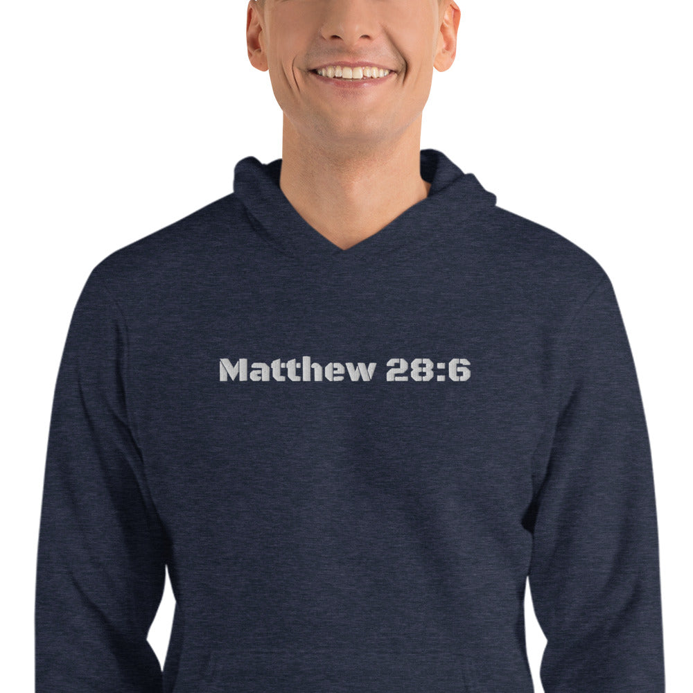 Mens Sweatshirt/Hoodie Embroidered - Matthew 28:6