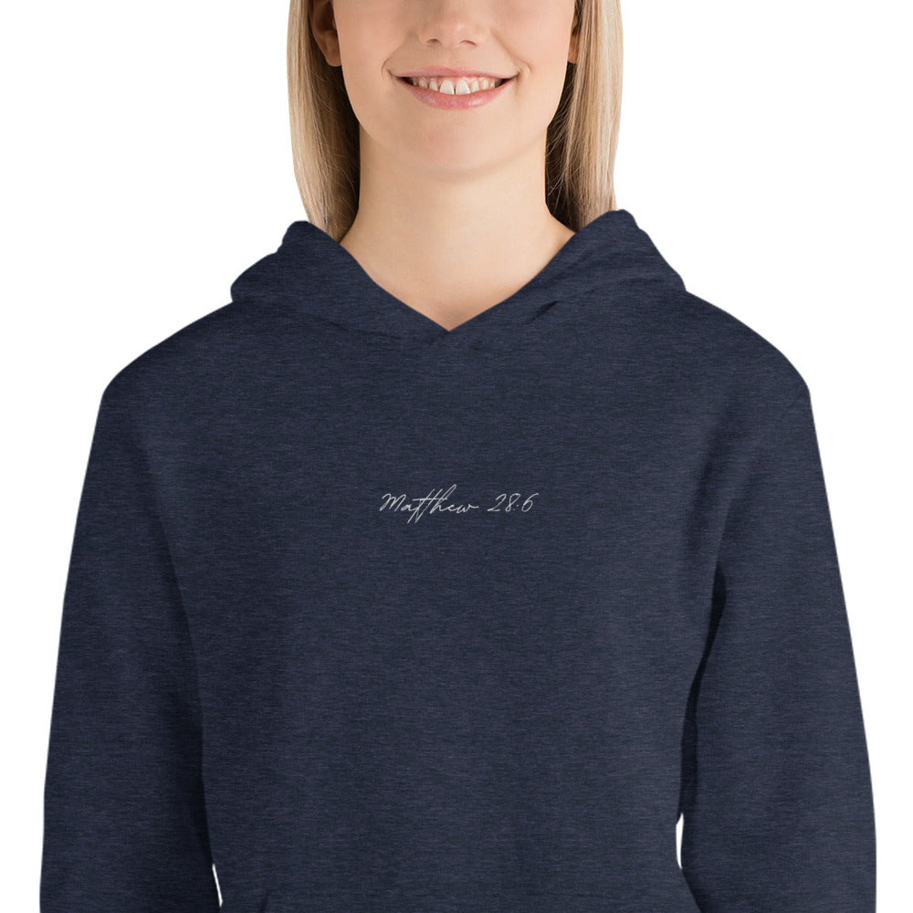 Women's Sweatshirt/Hoodie Embroidered - Matthew 28:6